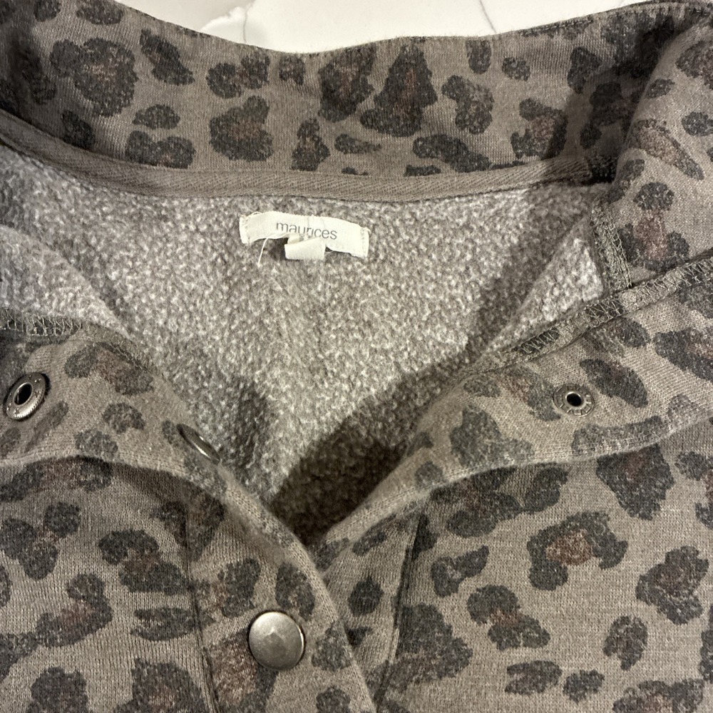 Maurices Animal Print Snap Button Fleece Sweatshirt - Picture 5 of 12